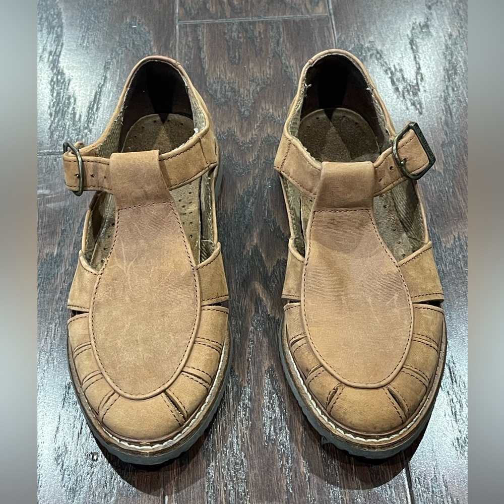 Timberland Vintage Tan Leather Rubber Soles Huarache Women Size 7M